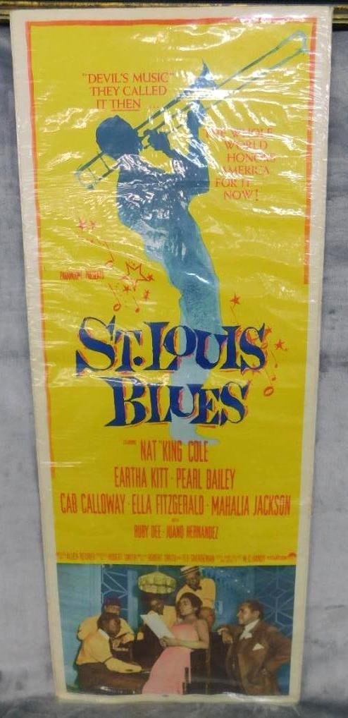 1958 "St. Louis Blues" Theater Poster Insert - 14" x 36": See Photos For Condition and Details