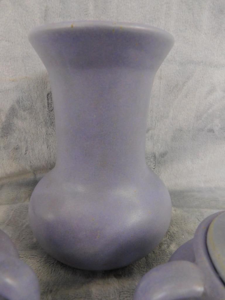 1926 Sesqui Centnl - Blue Gray Glaze Pottery - Phila PA - Cream and Sugar - Vase - 2