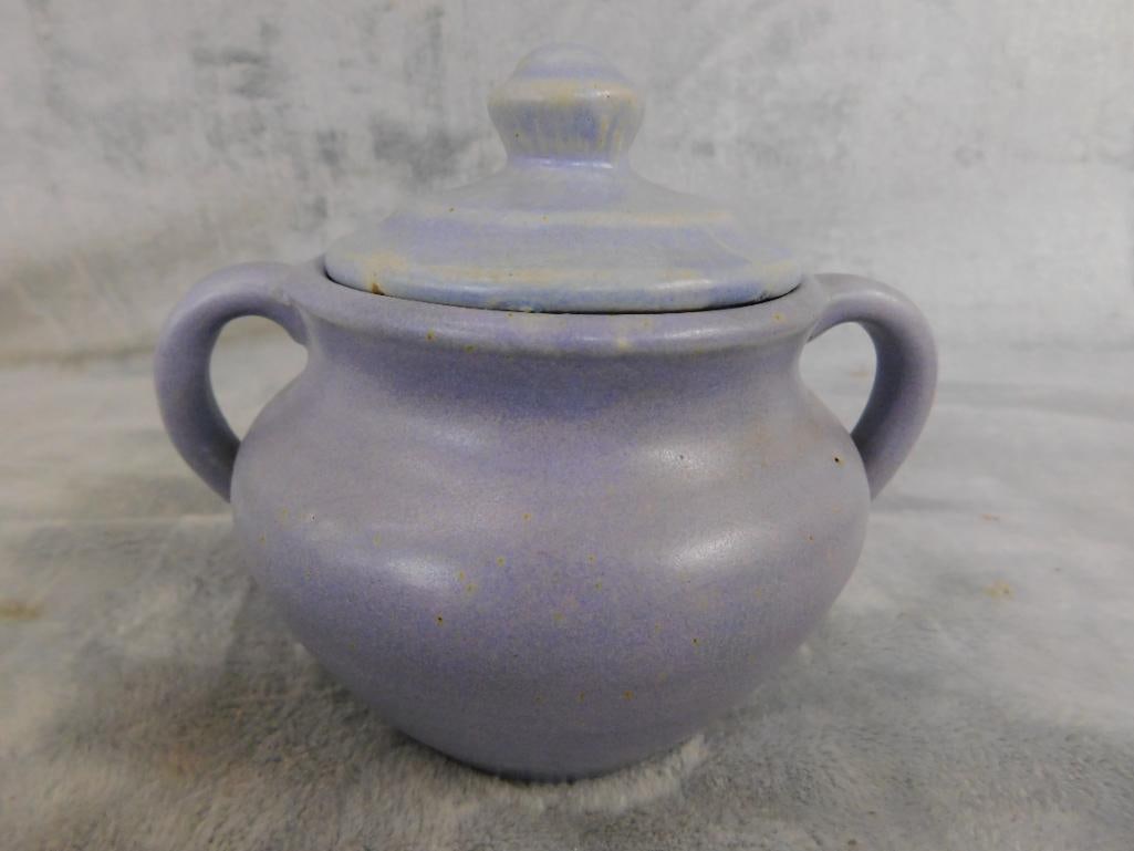 1926 Sesqui Centnl - Blue Gray Glaze Pottery - Phila PA - Cream and Sugar - Vase - 6