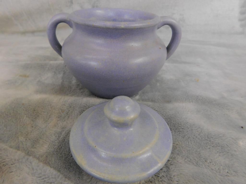 1926 Sesqui Centnl - Blue Gray Glaze Pottery - Phila PA - Cream and Sugar - Vase - 7