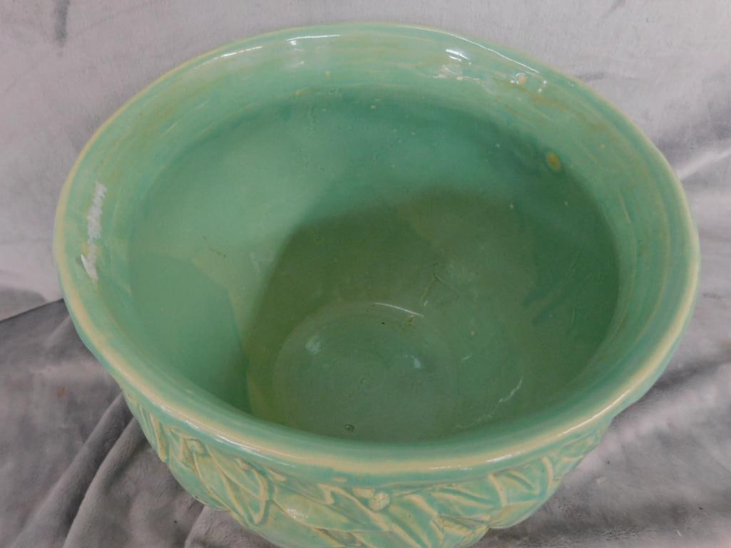 Vintage McCoy Jardiniere / Planter - Green Glaze - 8.5" x 12.5" x 10.5" - 2