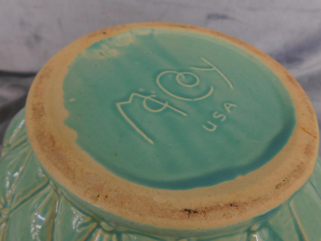 Vintage McCoy Jardiniere / Planter - Green Glaze - 8.5" x 12.5" x 10.5" - 7