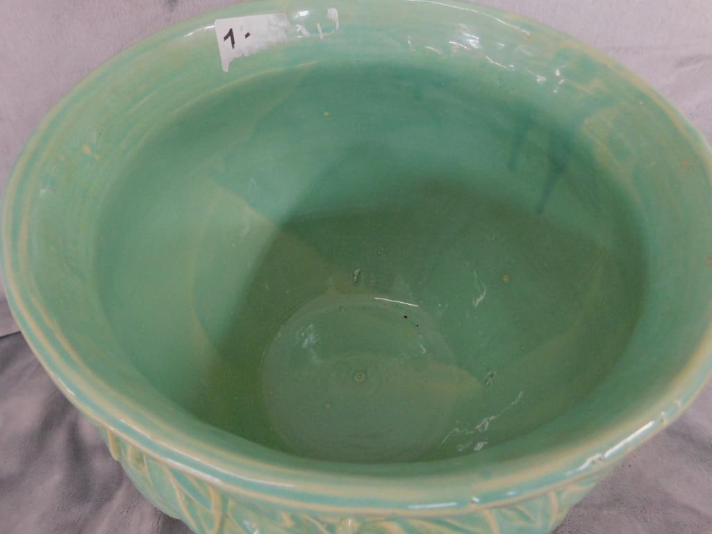 Vintage McCoy Jardiniere / Planter - Green Glaze - 8.5" x 12.5" x 10.5" - 2
