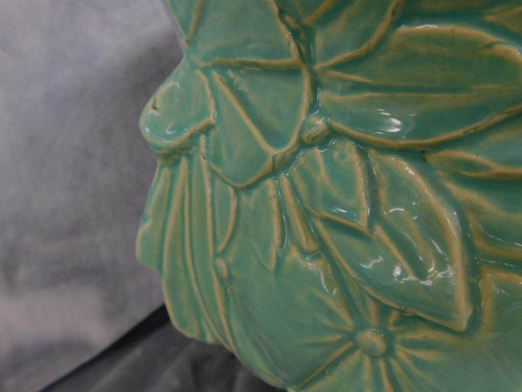 Vintage McCoy Jardiniere / Planter - Green Glaze - 8.5" x 12.5" x 10.5" - 3