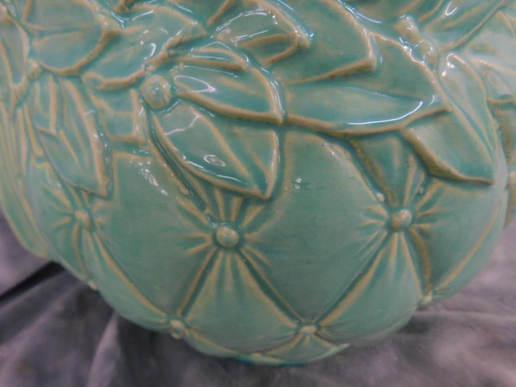 Vintage McCoy Jardiniere / Planter - Green Glaze - 8.5" x 12.5" x 10.5" - 4