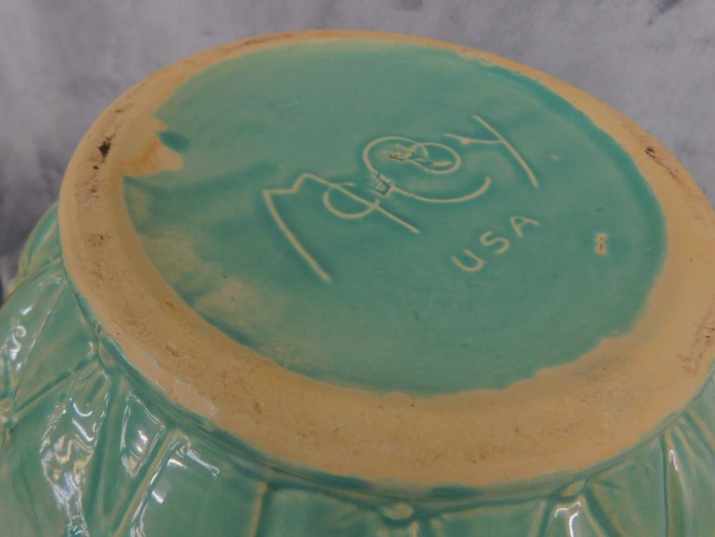 Vintage McCoy Jardiniere / Planter - Green Glaze - 8.5" x 12.5" x 10.5" - 8