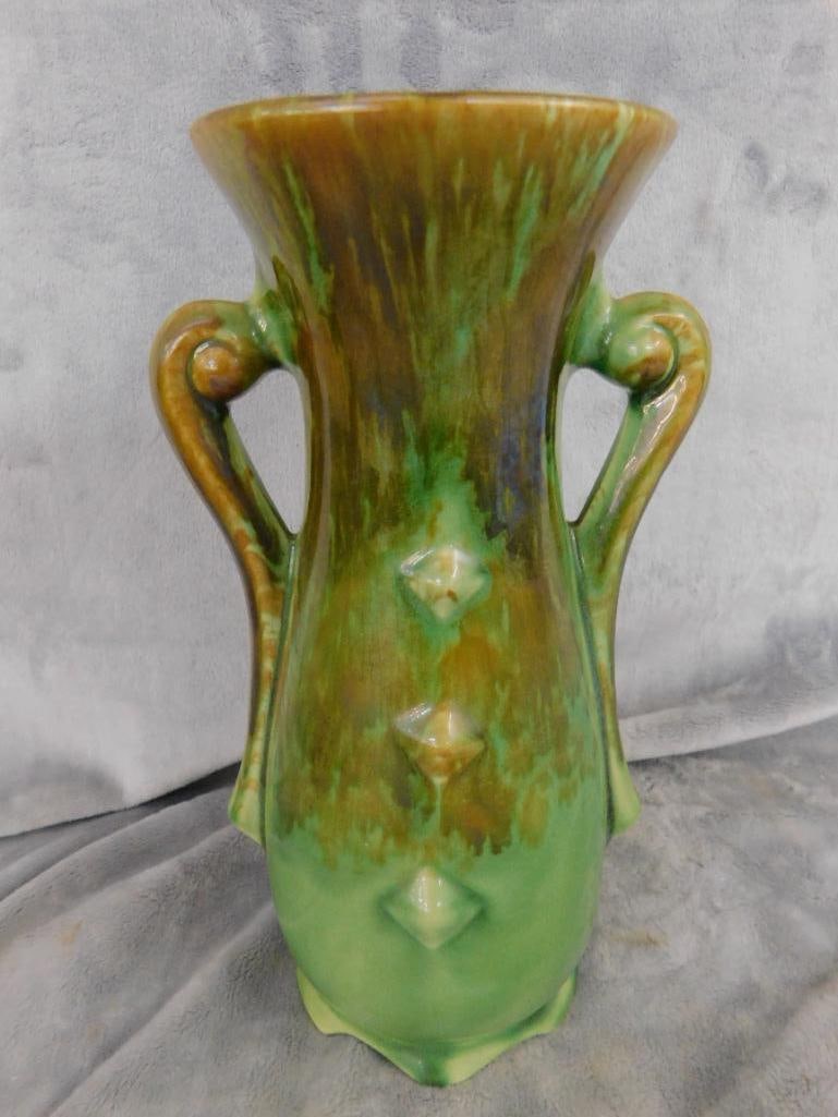 USA Pottery Double Handled Vase - 10" x 5.5" x 4.5" - 10