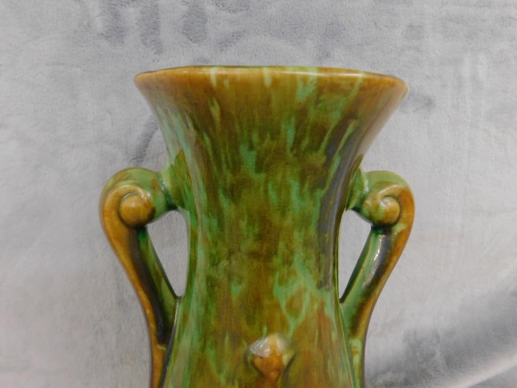 USA Pottery Double Handled Vase - 10" x 5.5" x 4.5" - 2