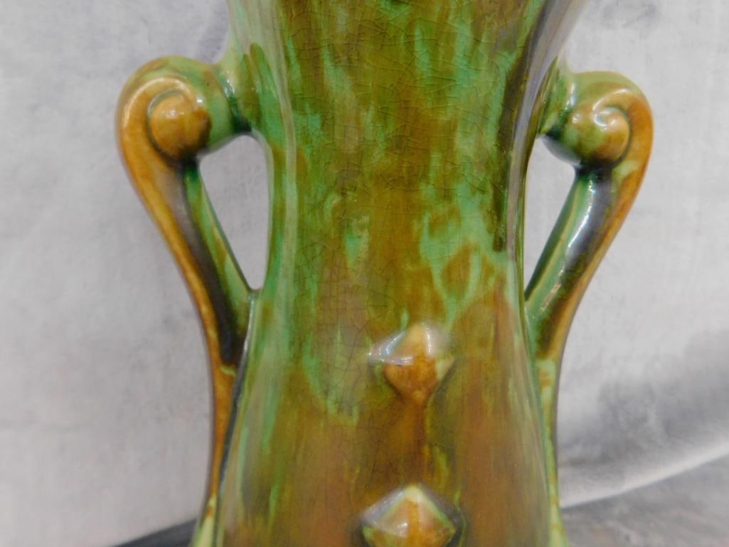 USA Pottery Double Handled Vase - 10" x 5.5" x 4.5" - 3