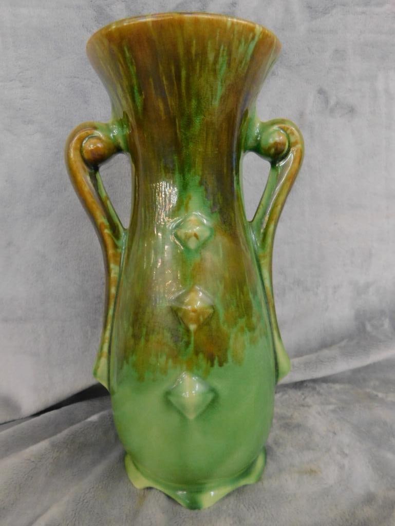 USA Pottery Double Handled Vase - 10" x 5.5" x 4.5" - 7