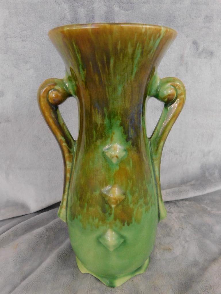 USA Pottery Double Handled Vase - 10" x 5.5" x 4.5" - 9
