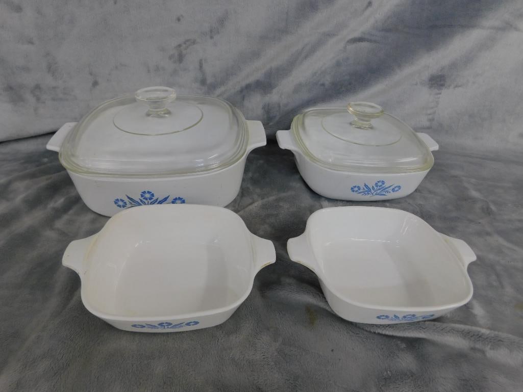 2.5 QT Corning "Blue Cornflower" Lidded Casserole - 1 QT "Blue Cornflower" Lidded Casserole - 10