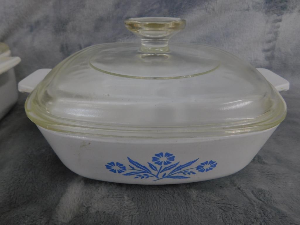 2.5 QT Corning "Blue Cornflower" Lidded Casserole - 1 QT "Blue Cornflower" Lidded Casserole - 4