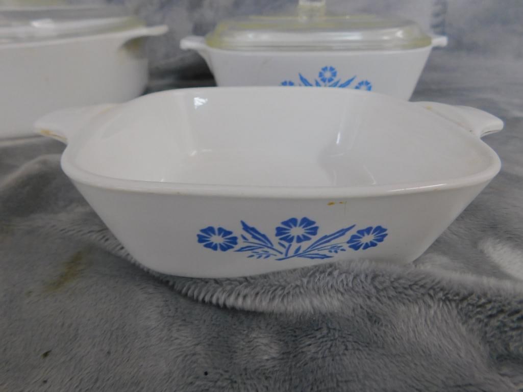 2.5 QT Corning "Blue Cornflower" Lidded Casserole - 1 QT "Blue Cornflower" Lidded Casserole - 6