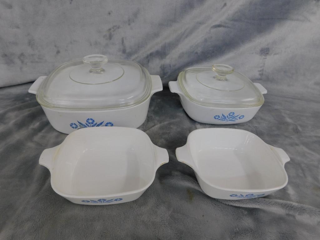 2.5 QT Corning "Blue Cornflower" Lidded Casserole - 1 QT "Blue Cornflower" Lidded Casserole - 9