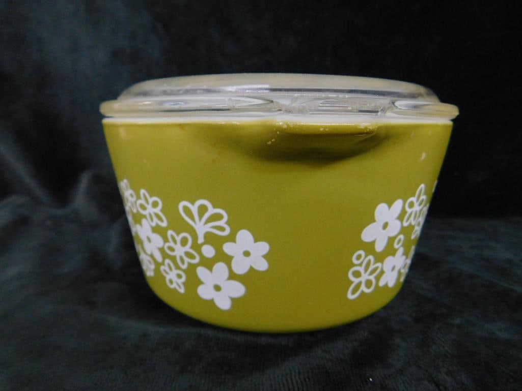 Pyrex Lidded Casserole - Spring Blossom Pattern - 3.75" x 8" x 6.25" - Chip In Lid - 3