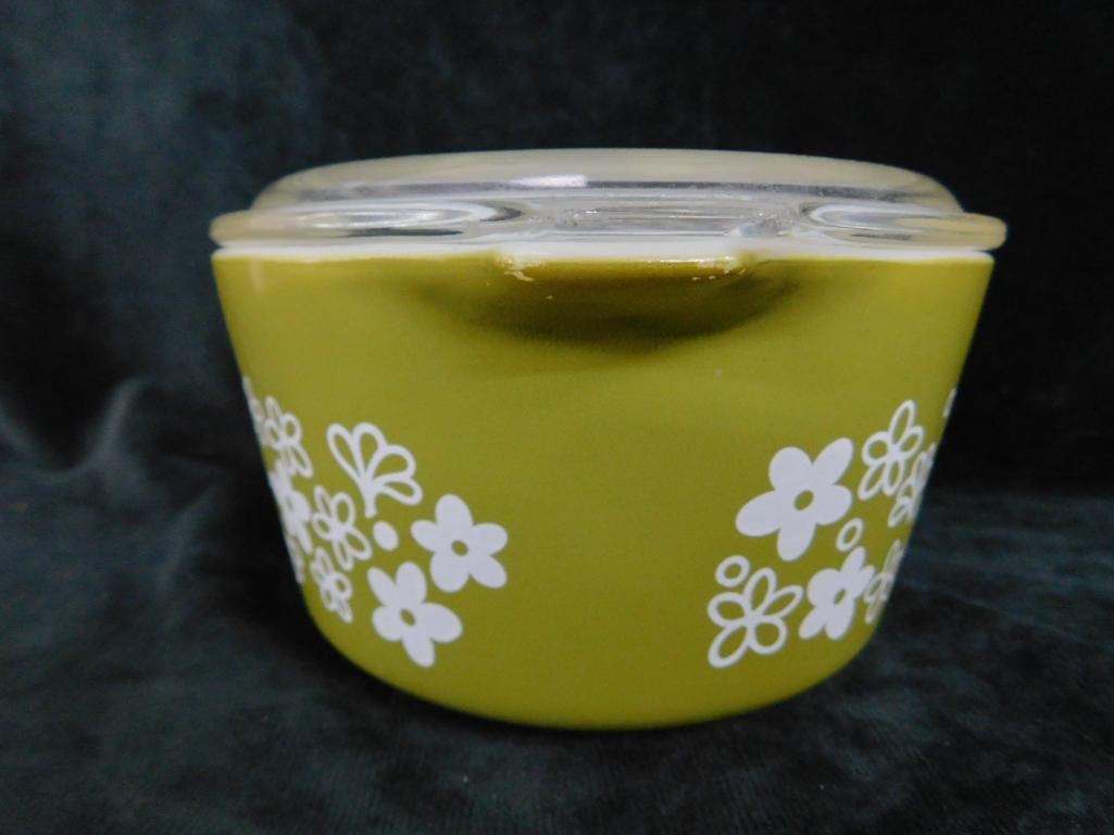 Pyrex Lidded Casserole - Spring Blossom Pattern - 3.75" x 8" x 6.25" - Chip In Lid - 5