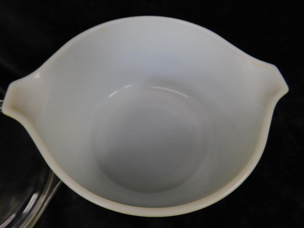 Pyrex Lidded Casserole - Spring Blossom Pattern - 3.75" x 8" x 6.25" - Chip In Lid - 7
