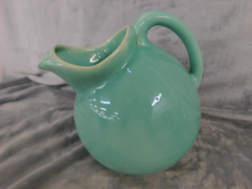USA Pottery Water Pitcher 8.5" x 8.5" x 7" - Teapot 5.5" x 10.5" x 7.5" Lid Has Crack - 3