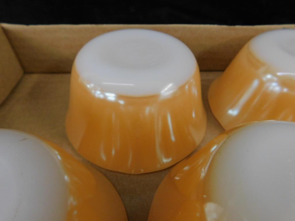 Set of 9 Fire king Iridescent Gold Custard Dishes - Each 1.75" x 3.75" - 2
