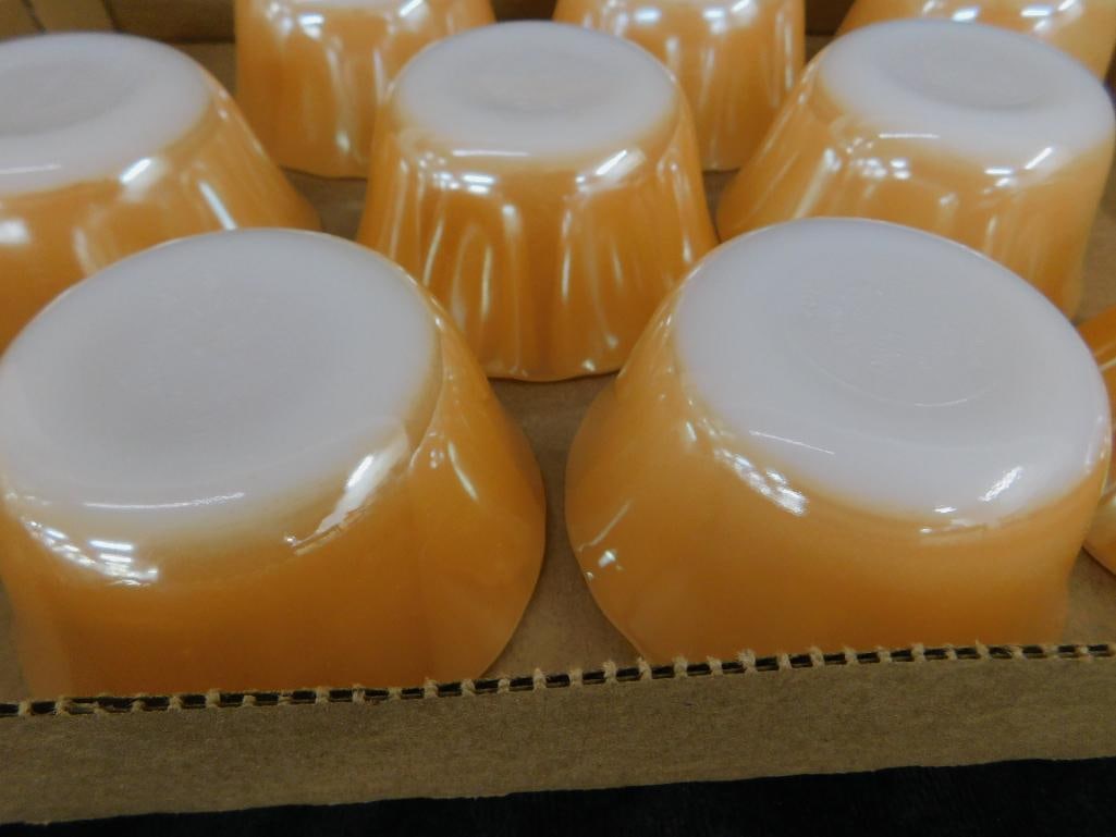 Set of 9 Fire king Iridescent Gold Custard Dishes - Each 1.75" x 3.75" - 8