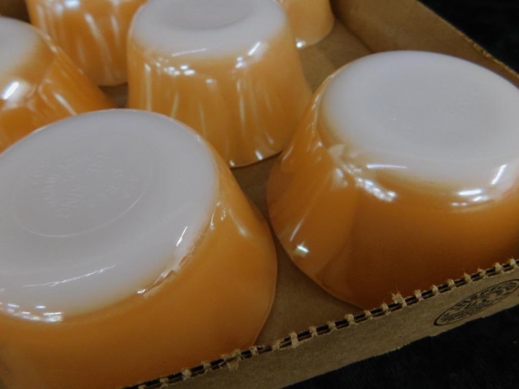 Set of 9 Fire king Iridescent Gold Custard Dishes - Each 1.75" x 3.75" - 9