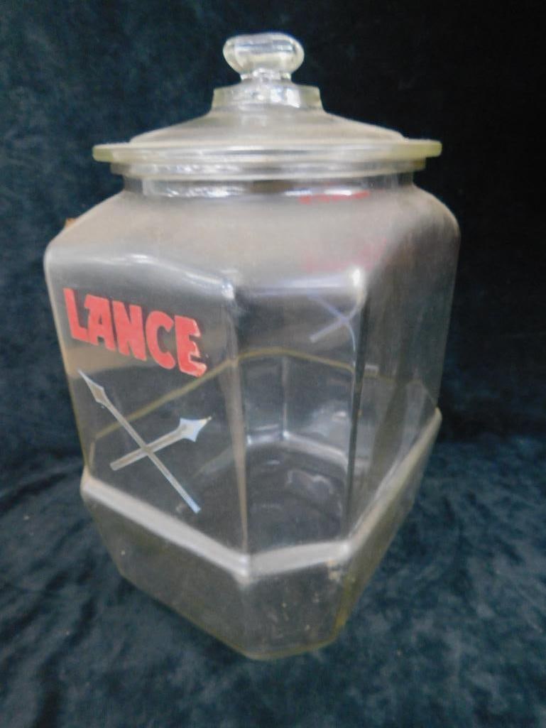 Vintage Counter Top "Lance" Glass Merchandiser With Lid - 13" x 8.5" x 7.5" - 10
