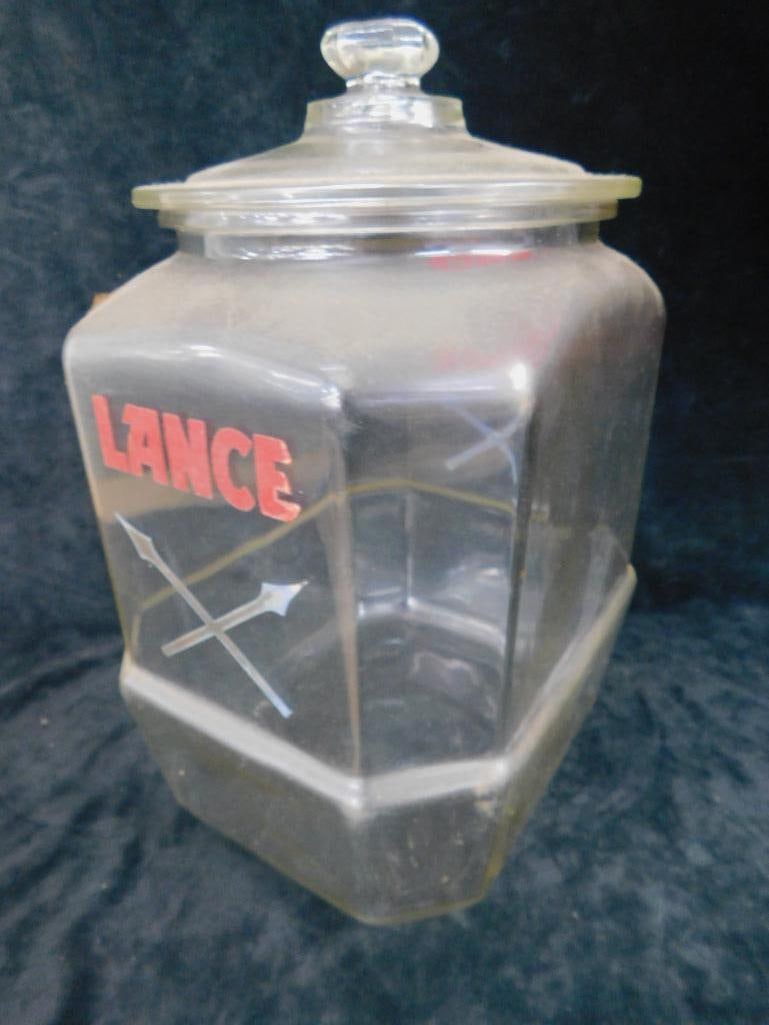 Vintage Counter Top "Lance" Glass Merchandiser With Lid - 13" x 8.5" x 7.5" - 11