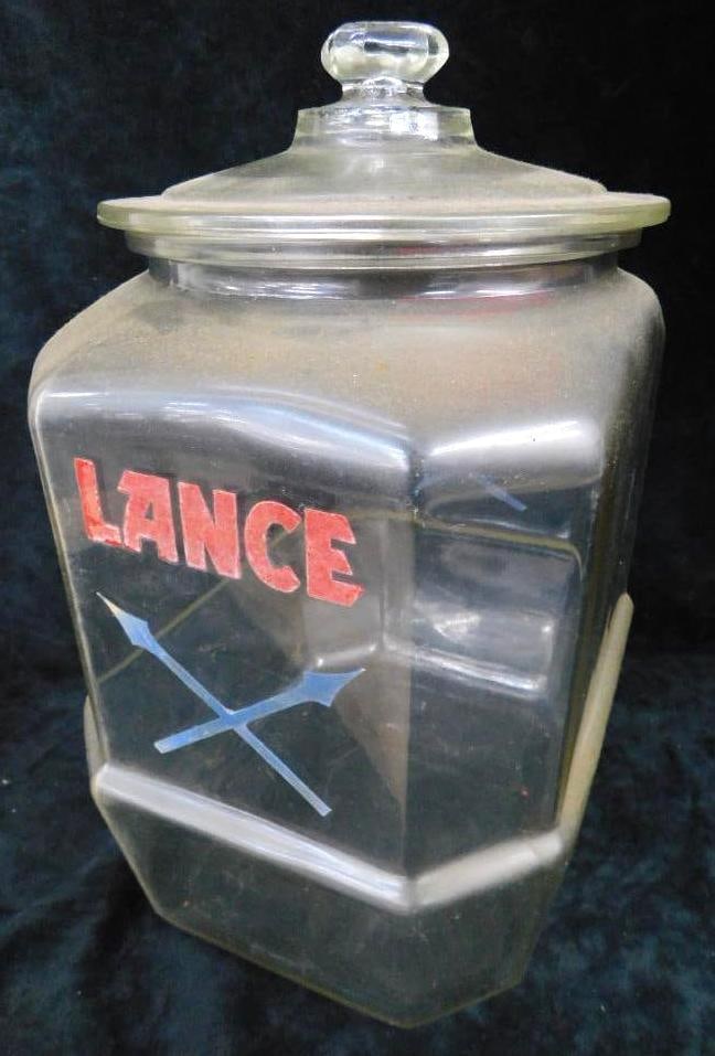 Vintage Counter Top "Lance" Glass Merchandiser With Lid - 13" x 8.5" x 7.5": See Photos For Condition and Details