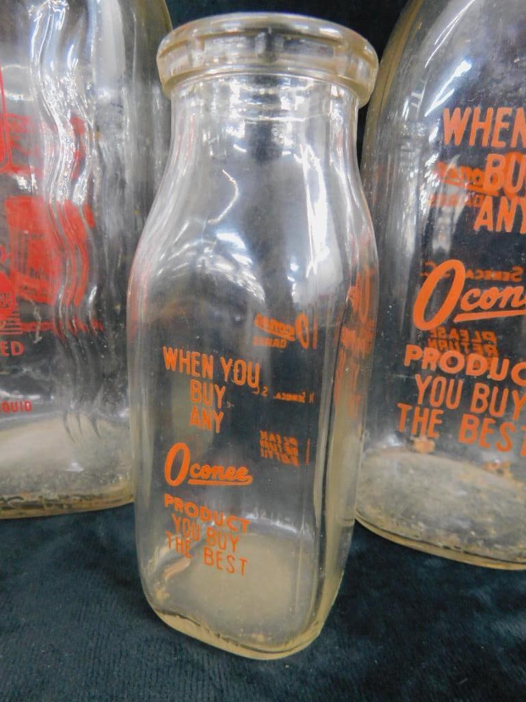 Vintage Oconee Dairy Bottles - 1 Qt and Half Pint - Red - Pet Dairy Half Gallon Bottle - 4