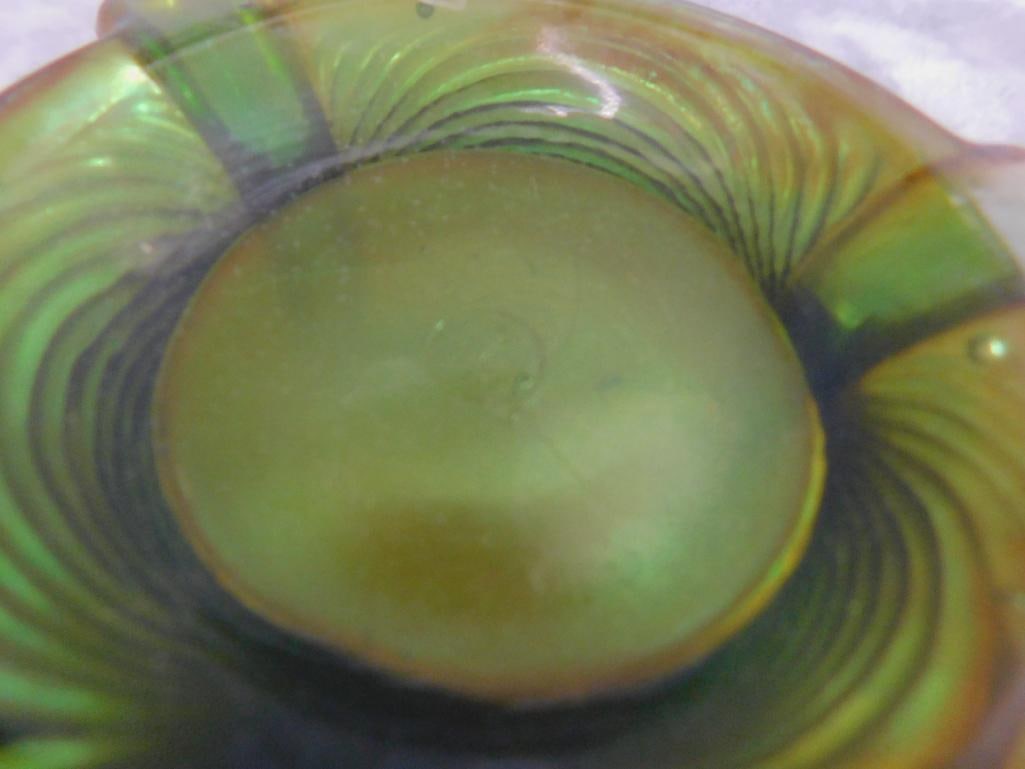 Carnival Glass - Northwood - Green Glass Base - 3 Sided Vase - 4.25" x 6" - 6