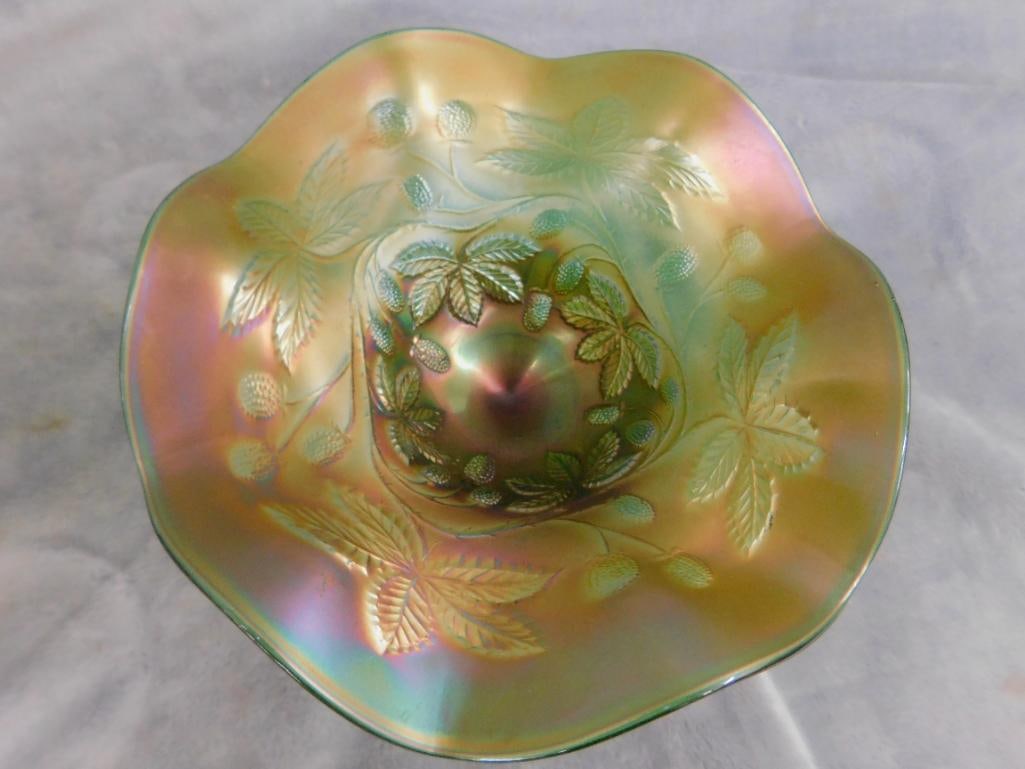 Carnival Glass - 4 Compotes - 2 Cobalt Base - 1 Green Base - 1 Amethyst - 9