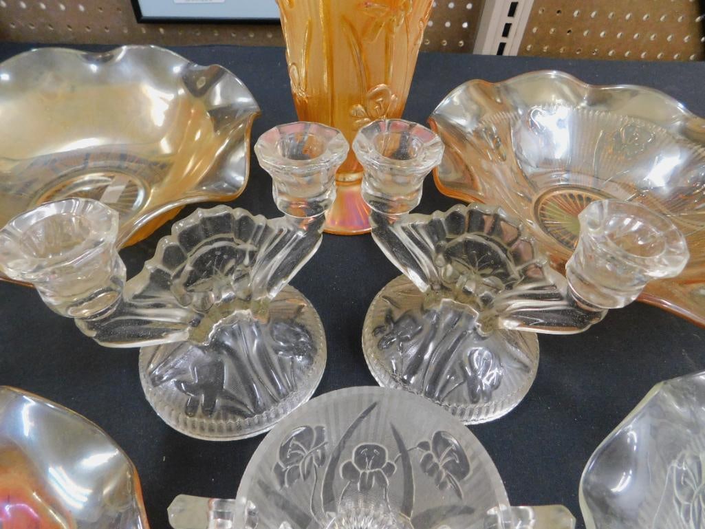 Lot of 10m Pieces of "Iris and Herringbone" Glass - Several Orange Iridescent - Others Clear - 5