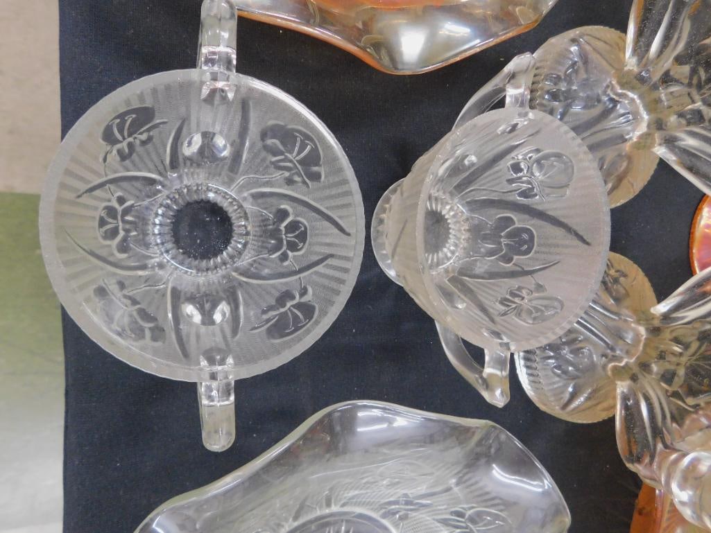Lot of 10m Pieces of "Iris and Herringbone" Glass - Several Orange Iridescent - Others Clear - 8