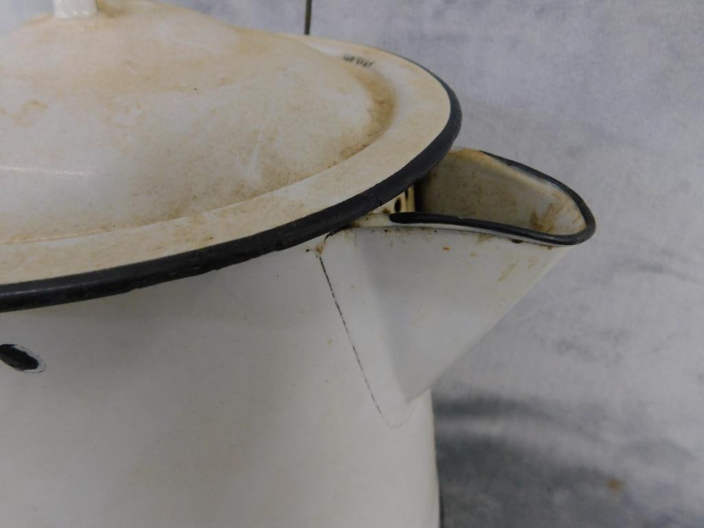 Vintage Enameled Oversized Coffee Pot - 12.5" x 12" x 10.5" - 4