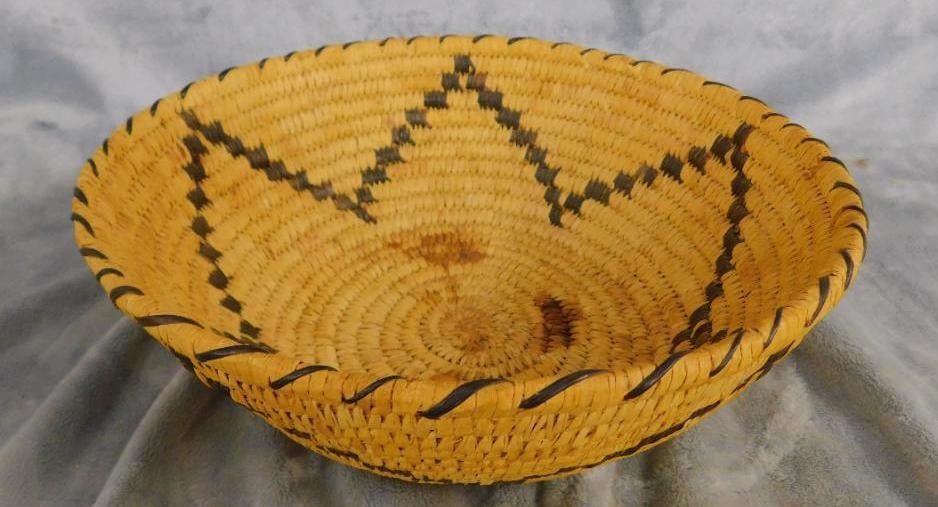 Southwest Native American Woven Bowl - 4" x 12": See Photos For Condition and Details