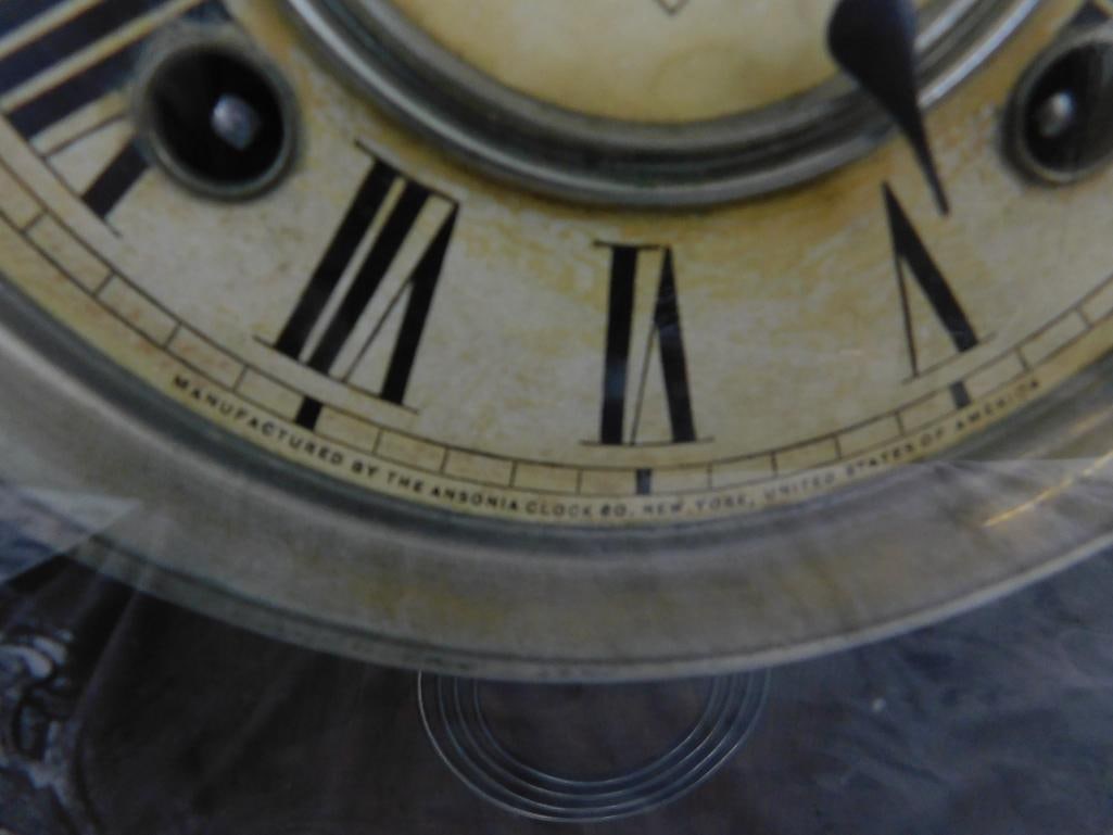 Ansonia Clock Co. - 8 Day Gingerbread Kitchen Clock - Key and Pendulum - 22.5" x 14.5" x 5" - 3