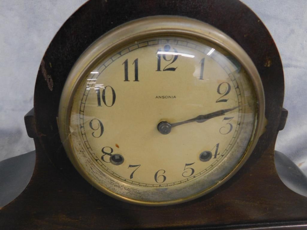 Ansonia Clock Co. - 8 Day Mantle Clock - Key and Pendulum - 9.5" x 18" x 4" - 2