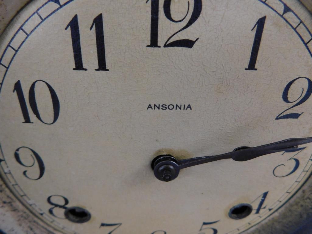 Ansonia Clock Co. - 8 Day Mantle Clock - Key and Pendulum - 9.5" x 18" x 4" - 3