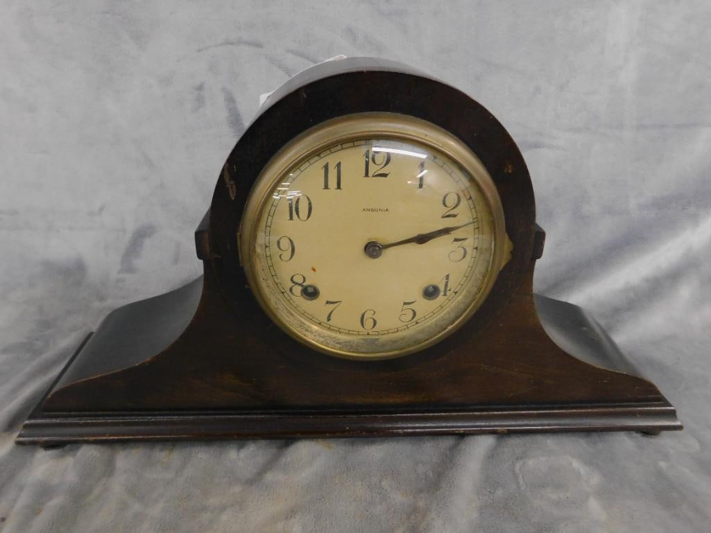 Ansonia Clock Co. - 8 Day Mantle Clock - Key and Pendulum - 9.5" x 18" x 4" - 9