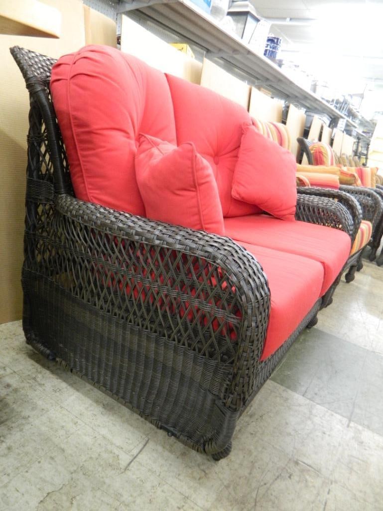 PVC Wicker Glider with Cushions - 37" x 55" x 37" - 3