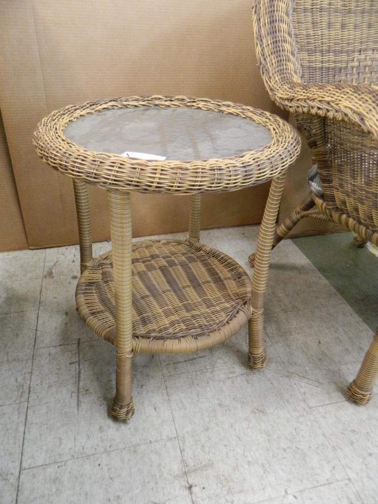 7 Piece Set PVC Wicker Glider Chair & Ottoman - Table & 4 Chairs - Chair 35" x 30" x 27" - 3