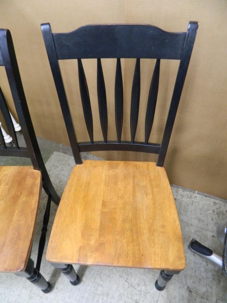 Pair of Black Wood Chairs - 38" x 18" x 22" - 3