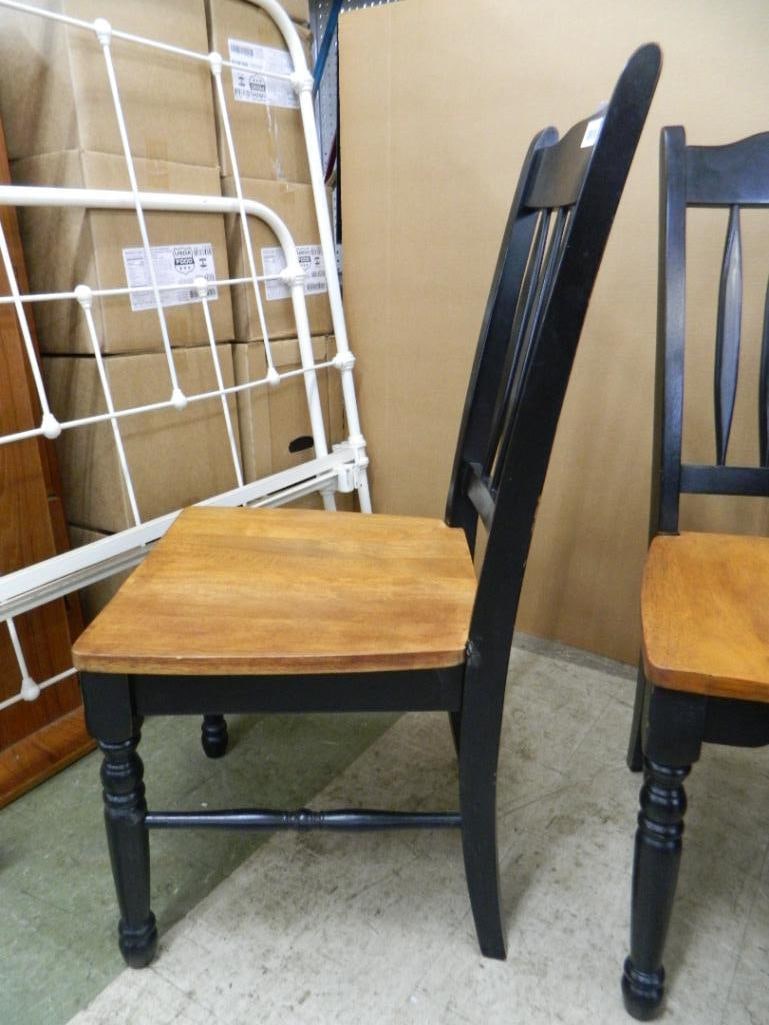 Pair of Black Wood Chairs - 38" x 18" x 22" - 4