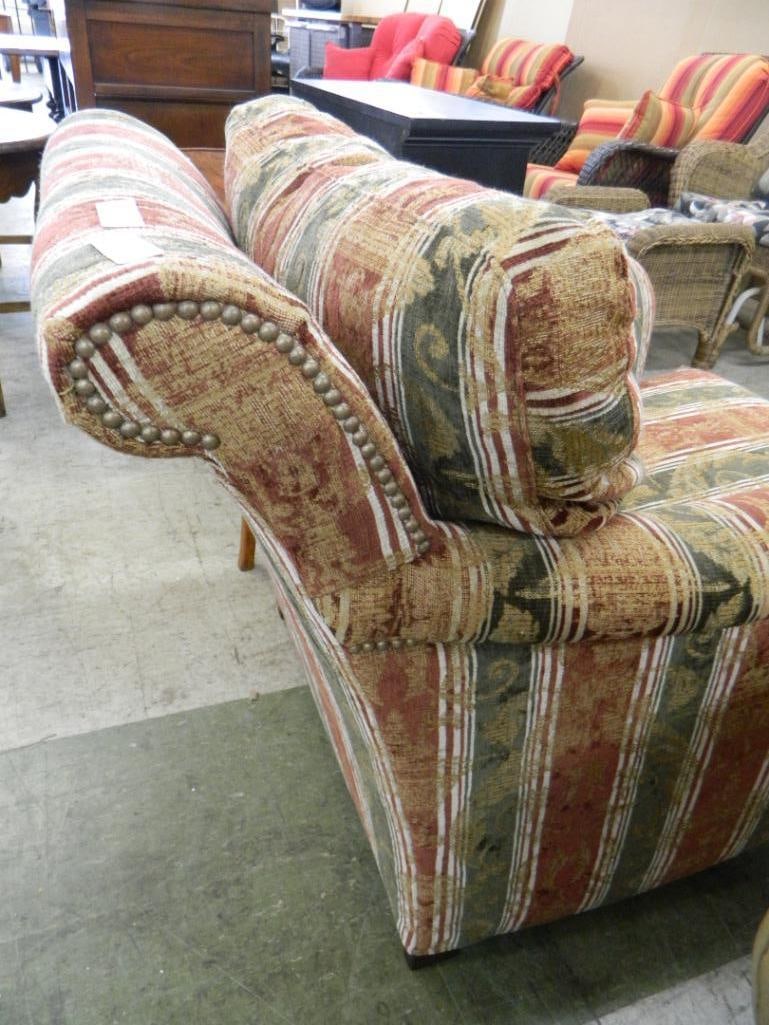 Upholstered Chair & Ottoman - Green & Burgundy - 34" x 35" x 46" - 3