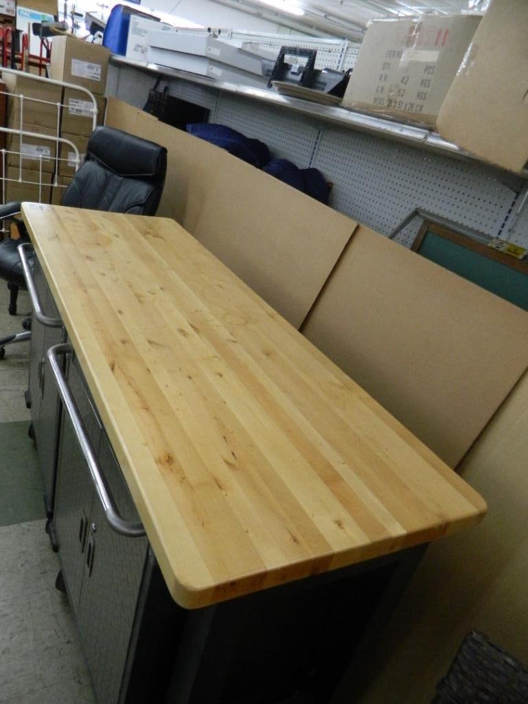 Butcher Block Work Table with 2 Pull Out Cabinets - 38" x 72" x 25" - 4