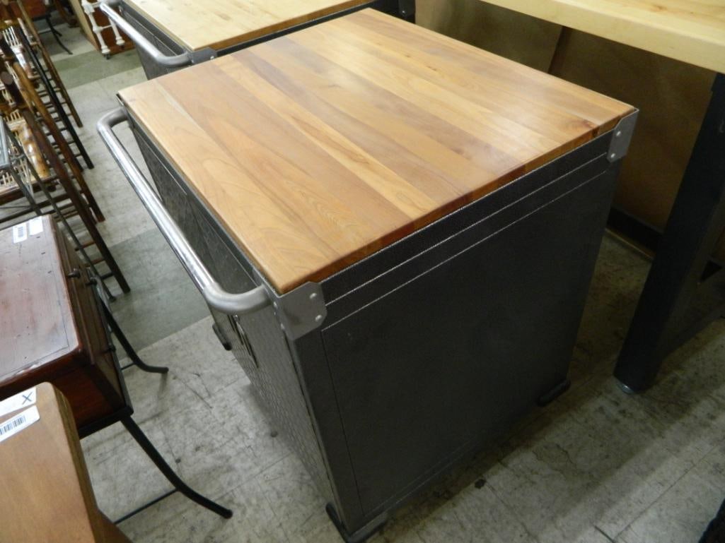 Butcher Block Work Table with 2 Pull Out Cabinets - 38" x 72" x 25" - 6