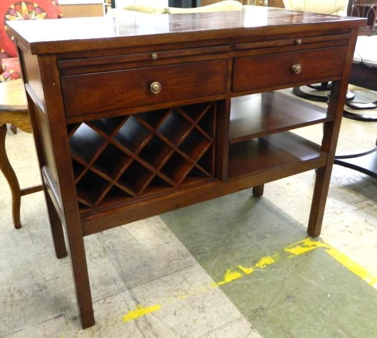 Bernhardt Wine Serving Bar - with Pull Outs and Wine Storage - 38" x 46" x 20": See Photos For Condition and Details