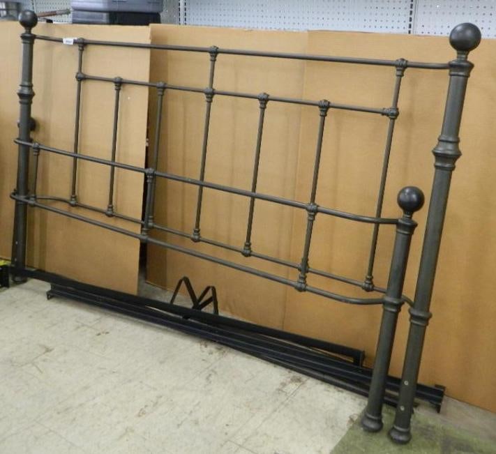 King Size Iron Bed with Rails Headboard - 53" Tall: See Photos For Condition and Details
