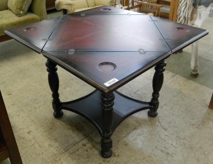 Hooker Black Game Table with Foldouts - 32" x 27" x 27": See Photos For Condition and Details